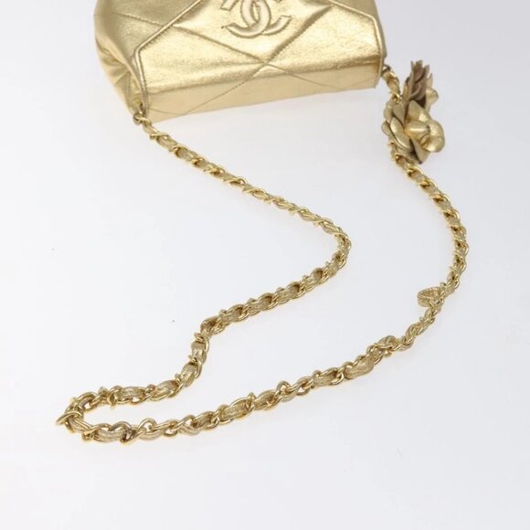 CHANEL Chain Shoulder Bag Leather Gold CC Auth - Picture 4 of 16